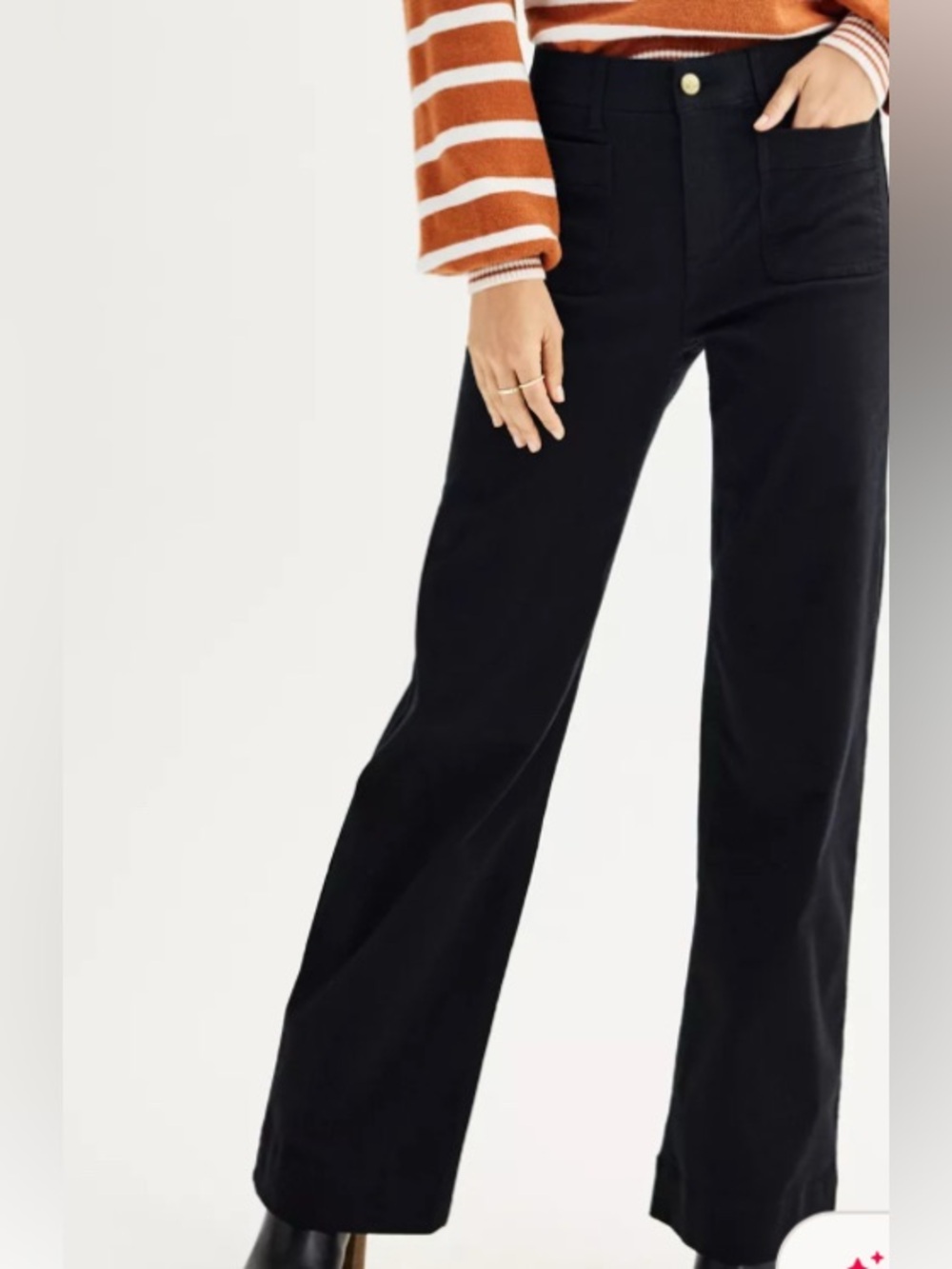 NEW Draper James wide leg patch pocket pant size 12 black